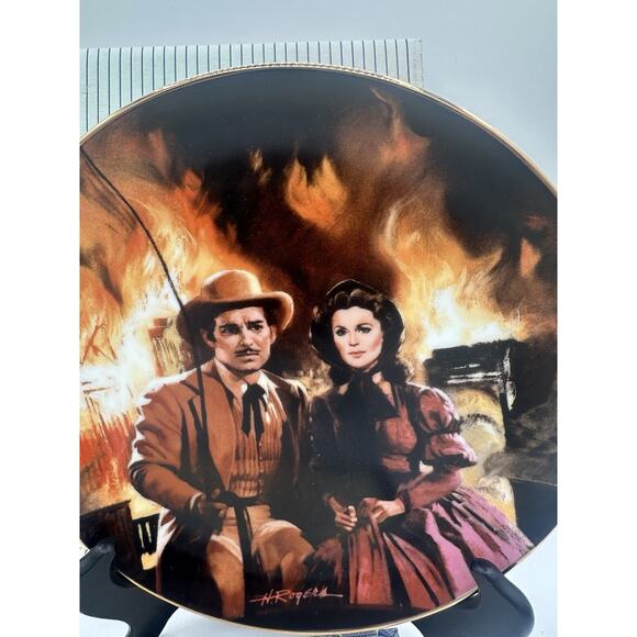Gone With The Wind Golden Anniversary Series "The Burning Of Atlanta" Plate New - Picture 3 of 6